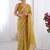 mustard embellished beads and stones silk blend designer saree