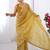 mustard embellished beads and stones silk blend designer saree