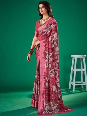 mauve floral pure chiffon muga saree 2