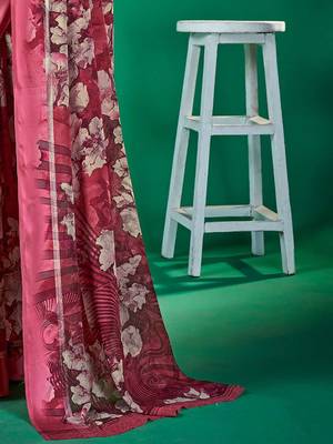 mauve floral pure chiffon muga saree 5