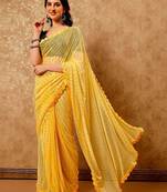 yellow embellished embroidered saree