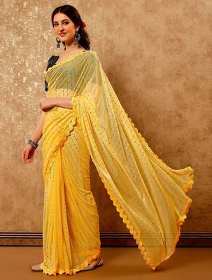 yellow embellished embroidered saree 2