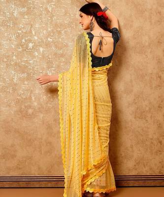 yellow embellished embroidered saree 3
