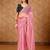 peach embellished mirror work saree