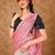 peach embellished mirror work saree