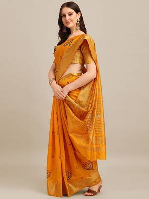 yellow yellow floral embroidered zari saree 2