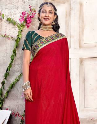 red woven design festive saree 2