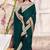 teal embroidered silk blend saree