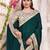 teal embroidered silk blend saree