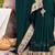 teal embroidered silk blend saree
