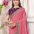 pink pink & brown ethnic motifs woven design beads & stones saree