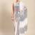 white embellished sequinned georgette saree