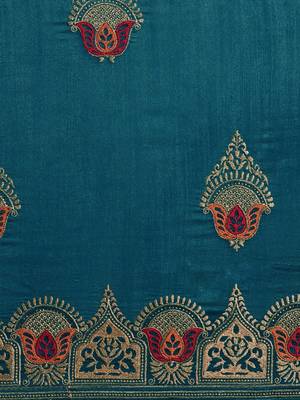 teal teal blue ethnic motifs silk blend saree 3