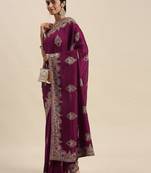 purple purple paisley zari silk blend saree