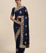 navy_blue navy blue vichitra ethnic motifs embroidered silk blend saree