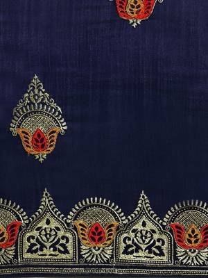 navy_blue navy blue vichitra ethnic motifs embroidered silk blend saree 3