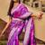 magenta woven design zari satin banarasi saree