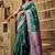 green ethnic motifs woven design zari satin banarasi saree