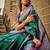green ethnic motifs woven design zari satin banarasi saree