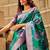 green ethnic motifs woven design zari satin banarasi saree