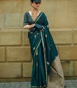 green bagh zari satin banarasi saree