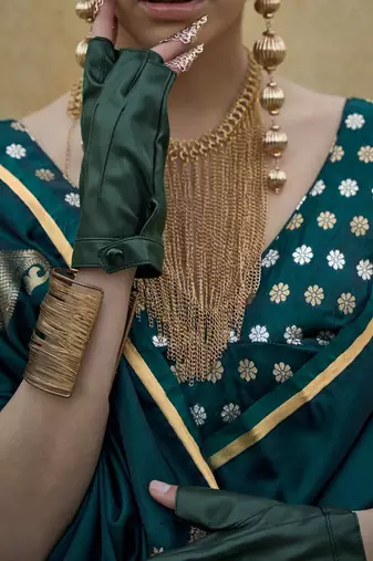 green bagh zari satin banarasi saree