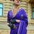 purple purple and gold-toned paisley woven design zari banarasi saree