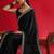 black embroidered satin saree
