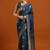 teal woven design embellished zari pure silk banarasi saree with matching blouse
