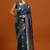 teal woven design embellished zari pure silk banarasi saree with matching blouse