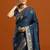 teal woven design embellished zari pure silk banarasi saree with matching blouse