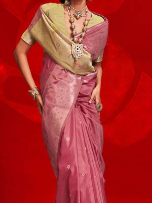 pink ethnic motifs woven design zari banarasi saree 4