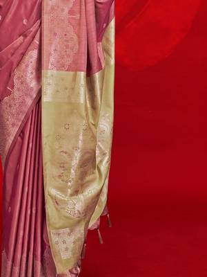 pink ethnic motifs woven design zari banarasi saree 5