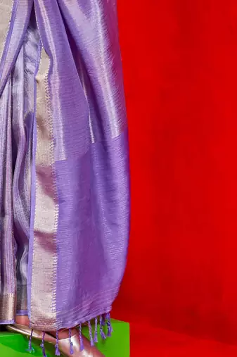 purple woven design striped zari banarasi saree