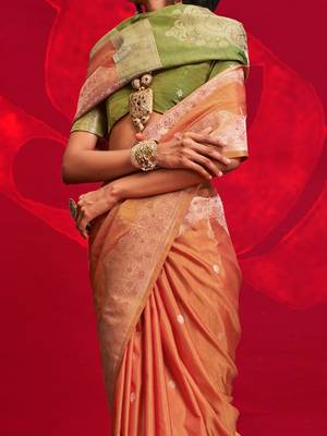 orange woven design zari banarasi saree 4