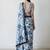 blue floral silk blend designer saree