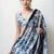 blue floral silk blend designer saree
