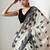 cream floral silk blend saree