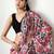 magenta floral silk blend saree