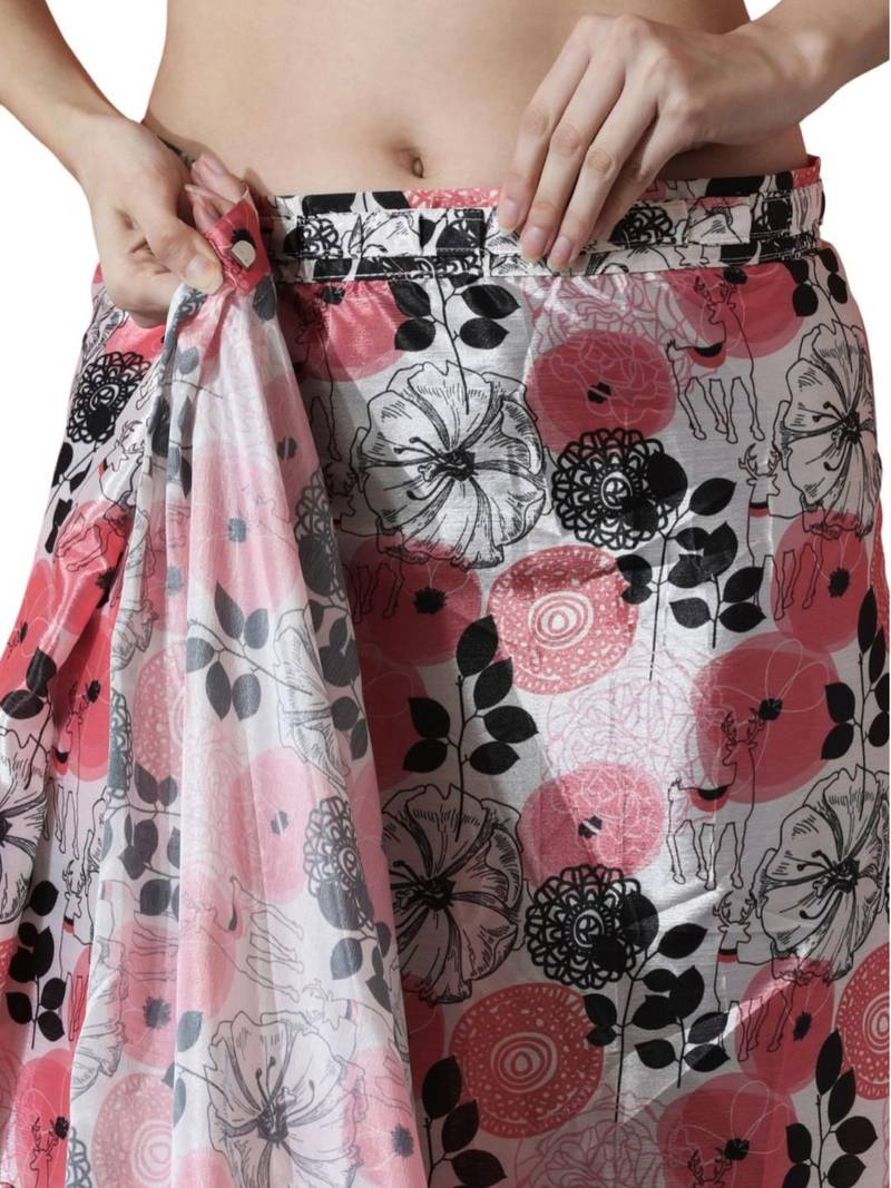 pink floral silk blend saree