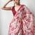 red floral silk blend saree