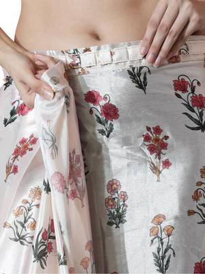 white floral silk blend designer saree 5