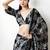 black floral silk blend designer saree