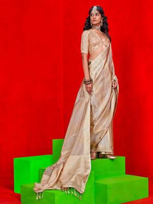beige woven design zari banarasi saree 2