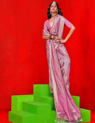 mauve woven design zari banarasi saree 2