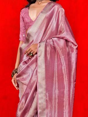 mauve woven design zari banarasi saree 4