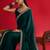 green embroidered satin saree