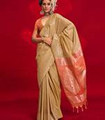 beige woven design zari banarasi saree