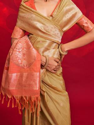 beige woven design zari banarasi saree 4