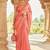 peach ethnic motifs embroidered embellished organza belted saree